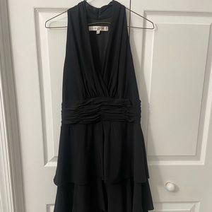 Evan Picone tiered black mini dress